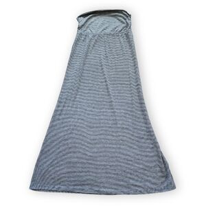 Black/Grey Striped Maxi Skirt, Women's XS